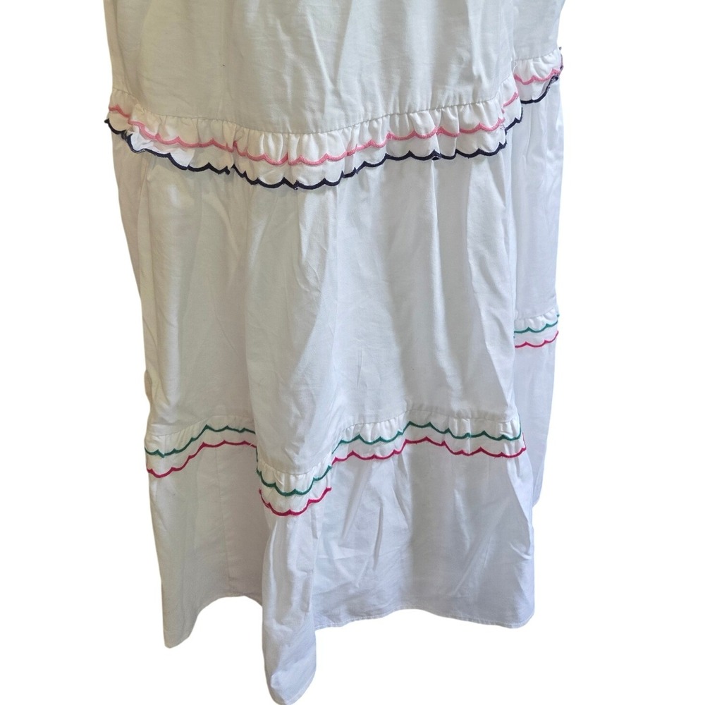 LOFT White Ric Rac Rainbow Trim Tiered Maxi Dress XS Square Neck Ruffle Strap XS - Picture 9 of 10